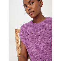 hessnatur Damen Ärmelloser Strickpullover Relaxed aus Bio-Baumwolle - lila - Größe XS von hessnatur