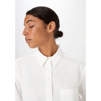 hessnatur Damen Bluse Relaxed aus TENCEL™ Lyocell mit Leinen - weiß - Größe 36 von hessnatur