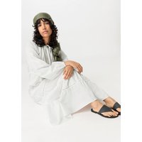 hessnatur Damen Brushed Popeline Kleid Maxi Relaxed aus Bio-Baumwolle - weiß - Größe 34 von hessnatur