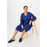 hessnatur Damen Brushed Popeline Kleid Mini Relaxed aus Bio-Baumwolle - blau - Größe 34 von hessnatur