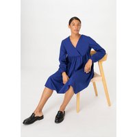 hessnatur Damen Brushed Popeline Kleid Mini Relaxed aus Bio-Baumwolle - blau - Größe 38 von hessnatur