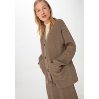 hessnatur Damen Cardigan Oversize aus Bio-Baumwolle - braun - Größe L von hessnatur