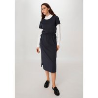 hessnatur Damen Jersey Kleid Midi Regular aus Bio-Baumwolle - blau - Größe 34 von hessnatur