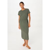 hessnatur Damen Jersey Kleid Midi Regular aus Bio-Baumwolle - grün - Größe 34 von hessnatur