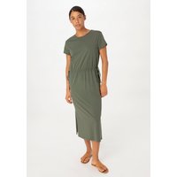 hessnatur Damen Jersey Kleid Midi Regular aus Bio-Baumwolle - grün - Größe 40 von hessnatur