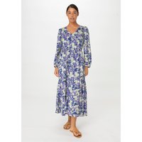 hessnatur Damen Jersey-Kleid Midi Relaxed aus Bio-Baumwolle - blau - Größe 34 von hessnatur