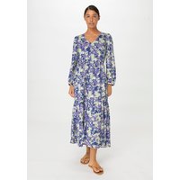 hessnatur Damen Jersey-Kleid Midi Relaxed aus Bio-Baumwolle - blau - Größe 42 von hessnatur