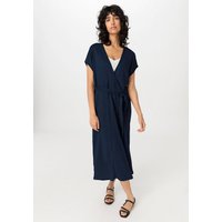 hessnatur Damen Jersey Kleid Midi Relaxed aus Leinen - blau - Größe S von hessnatur