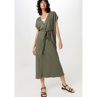 hessnatur Damen Jersey Kleid Midi Relaxed aus Leinen - grün - Größe S von hessnatur