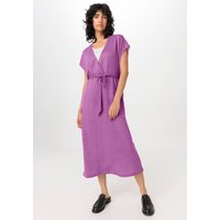 hessnatur Damen Jersey Kleid Midi Relaxed aus Leinen - lila - Größe L von hessnatur