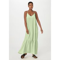 hessnatur Damen Kleid Maxi Relaxed aus TENCEL™ Lyocell mit Leinen - grün - Größe 36 von hessnatur