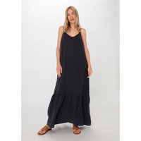 hessnatur Damen Kleid Maxi Relaxed aus TENCEL™ Lyocell mit Leinen - schwarz - Größe 34 von hessnatur