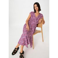 hessnatur Damen Kleid Midi Regular aus LENZING™ ECOVERO™ Viskose - lila - Größe 34 von hessnatur