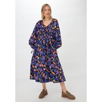 hessnatur Damen Popeline Kleid Midi Oversize aus Bio-Baumwolle - blau - Größe M von hessnatur