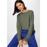 hessnatur Damen Pullover Oversize aus Leinen mit Bio-Baumwolle - grün - Größe M von hessnatur