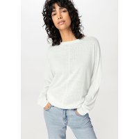 hessnatur Damen Pullover Oversize aus Leinen mit Bio-Baumwolle - weiß - Größe L von hessnatur