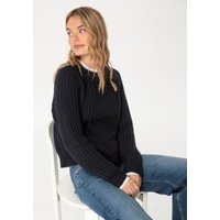 hessnatur Damen Pullover Relaxed aus Bio-Baumwolle und Bio-Merinowolle - blau - Größe L von hessnatur