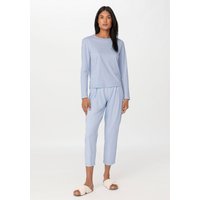 hessnatur Damen Pyjama Regular PURE NATURE aus Bio-Baumwolle - blau - Größe 36 von hessnatur