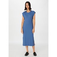 hessnatur Damen Rib Jersey Kleid Midi Regular aus Bio-Baumwolle - blau - Größe 48 von hessnatur