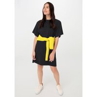 hessnatur Damen Shirt-Kleid Mini Relaxed aus Bio-Baumwolle - schwarz - Größe 34 von hessnatur
