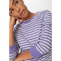 hessnatur Damen Slub Shirt Streifen Regular aus Bio-Baumwolle - lila - Größe 40 von hessnatur