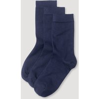 hessnatur Damen-Socken im 3er-Pack aus Bio-Baumwolle - blau - Größe 35-37 von hessnatur