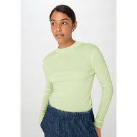 hessnatur Damen Softrib Langarmshirt Slim aus Bio-Baumwolle und TENCEL™ Modal - grün - Größe 46 von hessnatur