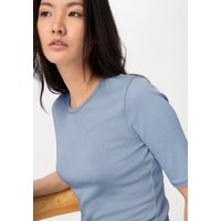 hessnatur Damen Softrib Shirt Slim aus Bio-Baumwolle und TENCEL™ Modal - blau - Größe 34 von hessnatur