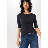 hessnatur Damen Softrib Shirt Slim aus Bio-Baumwolle und TENCEL™ Modal - blau - Größe 34 von hessnatur