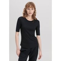 hessnatur Damen Softrib Shirt Slim aus Bio-Baumwolle und TENCEL™ Modal - schwarz - Größe 38 von hessnatur