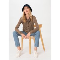 hessnatur Damen Strickjacke Regular aus Bio-Merinowolle - braun - Größe 34 von hessnatur