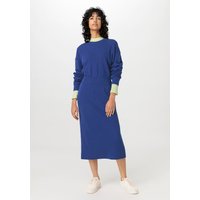 hessnatur Damen Strickkleid Midi Relaxed aus Bio-Baumwolle - blau - Größe 34 von hessnatur