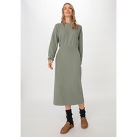 hessnatur Damen Strickkleid Midi Relaxed aus Bio-Baumwolle - grün - Größe 34 von hessnatur