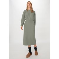 hessnatur Damen Strickkleid Midi Relaxed aus Bio-Baumwolle - grün - Größe 36 von hessnatur