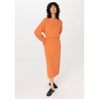 hessnatur Damen Strickkleid Midi Relaxed aus Bio-Baumwolle - orange - Größe 34 von hessnatur