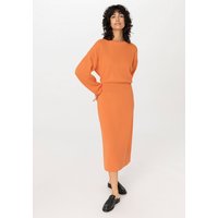 hessnatur Damen Strickkleid Midi Relaxed aus Bio-Baumwolle - orange - Größe 36 von hessnatur