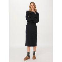 hessnatur Damen Strickkleid Midi Relaxed aus Bio-Baumwolle - schwarz - Größe 36 von hessnatur