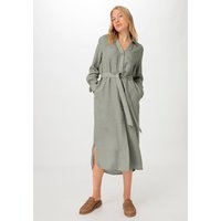 hessnatur Damen Tunika Kleid Midi Relaxed aus Leinen - grün - Größe 42 von hessnatur