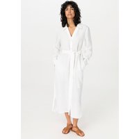 hessnatur Damen Tunika Kleid Midi Relaxed aus Leinen - weiß - Größe 44 von hessnatur
