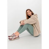 hessnatur Damen Wollfleece Jacke mit Kapuze aus Bio-Merinowolle - beige - Größe L von hessnatur