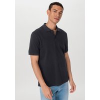 hessnatur Herren Zwirn Polo Shirt Regular aus Bio-Baumwolle - schwarz - Größe 46 von hessnatur