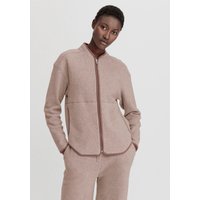 hessnatur Loungewear Fleece Jacke Regular ACTIVE LIGHT aus Bio-Baumwolle - beige - Größe M von hessnatur