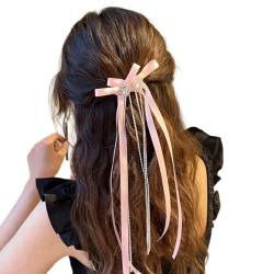 Haarschleifen mit Fransen und Schleife, Haarspange für weibliche koreanische Haarspangen, elegante Kopfbedeckung, Band-Haarnadel von hgnxa