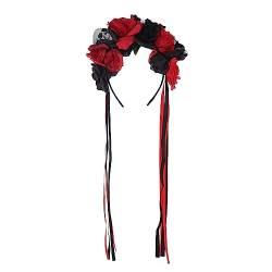 Verstellbares Stirnband, Netzstoff, Halloween-Kopfschmuck, Rosenblumen-Abschlussball-Zubehör Haarspangen Damen Breit (C, One Size) von hhsbeauty