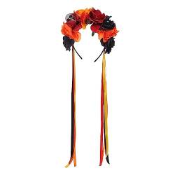 Verstellbares Stirnband, Netzstoff, Halloween-Kopfschmuck, Rosenblumen-Abschlussball-Zubehör Haarspangen Damen Breit (D, One Size) von hhsbeauty