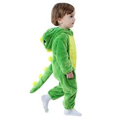 hhsbeauty Halloween Baby Overall Kostüme Baby Cartoon Dinosaurier Schneeanzug Warmer Dicker Schneeanzug Kapuze Strampler Jumpsuit Kälteschutz Winddicht Winterkleidung (Green, 110) von hhsbeauty