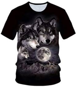 hiegi Herren Wolf 3D T-Shirt Kurzarm Rundhals Mode Casual Kurzarm Gedruckt T-Shirt Personalisierte T-Shirt (F-Wolf -21,S) von hiegi