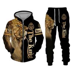 hiegi Hip Hop Tiger Pullover Anzug lion Herren Hoodies Jogger Set Leopard Hoodie Sportkleidung (F1,M) von hiegi