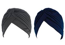 2pcs Frauen muslimische Kopftuch Indische Turban-Hüte Turbanmütze Baumwolle Kopfbedeckung Schlafmütze für Haarverlust, Chemo, Krebs Cap Chemotherapie,Onesize von hikong