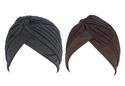 2pcs Frauen muslimische Kopftuch Indische Turban-Hüte Turbanmütze Baumwolle Kopfbedeckung Schlafmütze für Haarverlust, Chemo, Krebs Cap Chemotherapie,Onesize von hikong